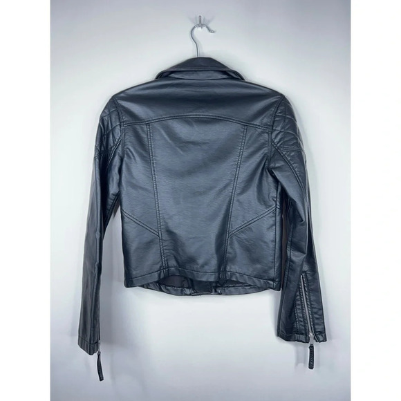Abercrombie & Fitch Vegan Leather Moto Jacket Black Zip Up Biker Size Small - Picture 6 of 10